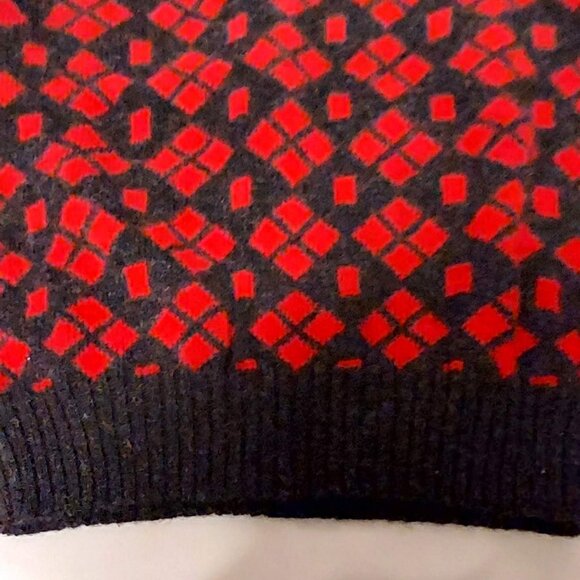 Gap Womans 100% Pure Wool Red & Black Sweater sz S Mock Neck Zip Up Vintage - Picture 6 of 10